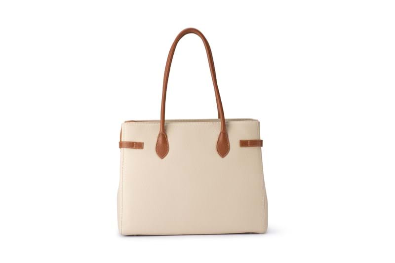 Two-tone Italian leather handbag